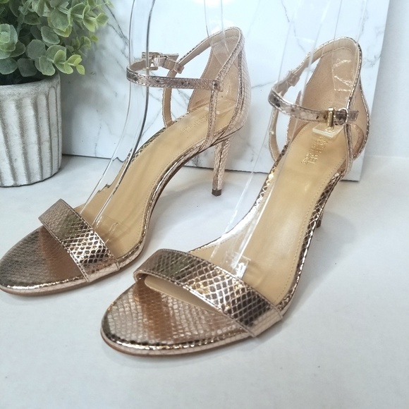 MICHAEL Michael Kors Shoes - Michael Kors Rose Gold Simone Metallic Heels 8